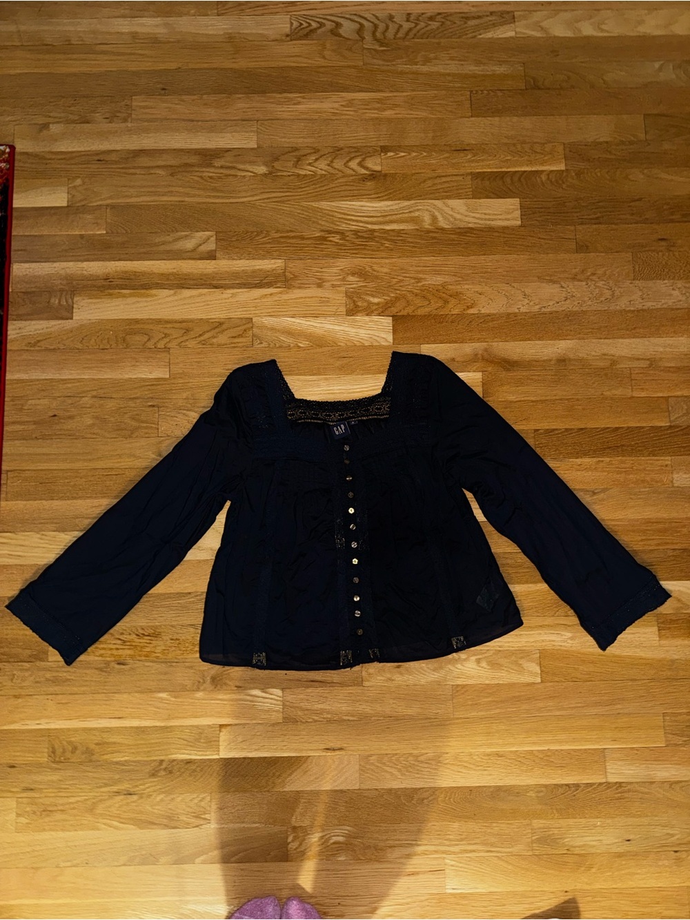 GAP Navy Square-Neck Button-Front Blouse
